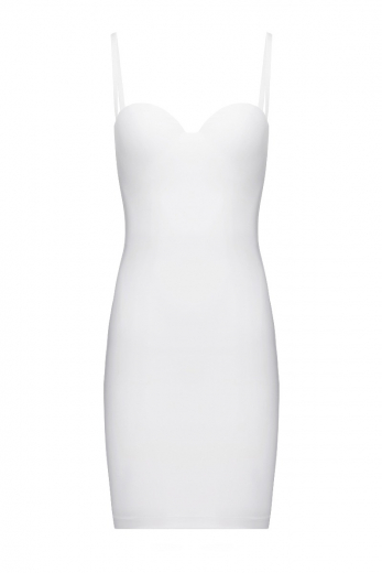 Push-up dress in white. Basic length